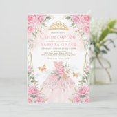 Invitation Jolie robe Rose d'or rose Quinceañera (Debout devant)