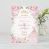 Invitation Jolie robe Rose d'or rose Quinceañera (Debout devant)