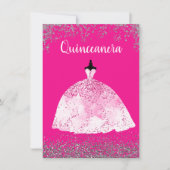 Invitation Jolie robe rose Quinceañera 15e anniversaire Invit (Devant)