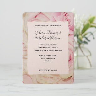 Invitation Jolie Romantique Crème rose Roses mariage invite
