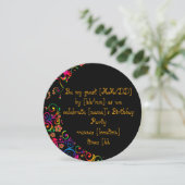 Invitation Jolie ronde rose et jaune Invit d'anniversaire (Debout devant)