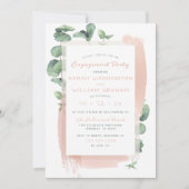 Invitation Jolie rose Aquarelle brosse Floral Partie d'engage (Devant)