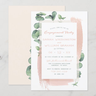 Invitation Jolie rose Aquarelle brosse Floral Partie d'engage