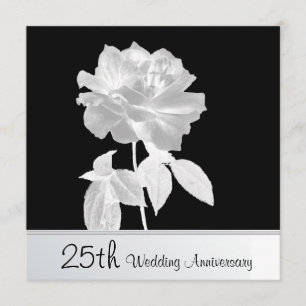 Invitation Jolie Rose Argent 25e Anniversaire de Mariage Fête