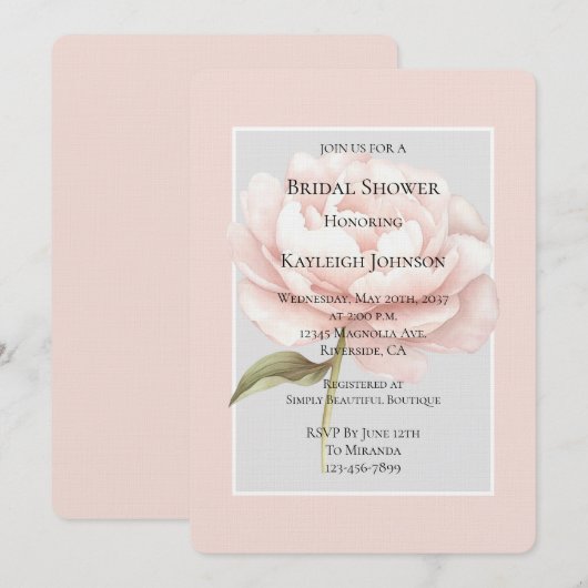 Invitation Jolie Rose Blanche Rose Fleur Mariage (Devant / Derrière)
