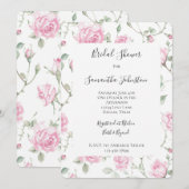 Invitation Jolie rose blanche Roses Fêtes des mariées florale (Devant / Derrière)