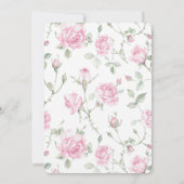 Invitation Jolie rose blanche roses rose Floral Anniversaire (Dos)