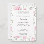 Invitation Jolie rose blanche roses rose Floral Anniversaire (Devant)