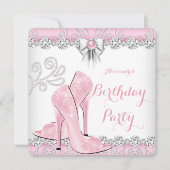 Invitation Jolie rose Diamond Haut talons Anniversaire fête (Devant)