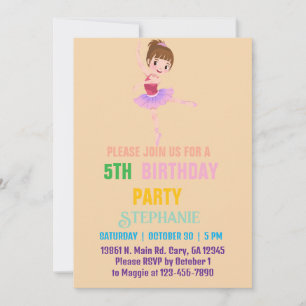 Invitation Jolie rose et blanc Ballerina Fille garçon anniver