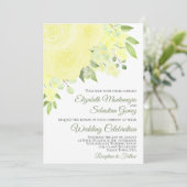 Invitation Jolie rose et fleurs jaunes Mariage élégant (Debout devant)