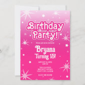 Invitation Jolie rose Étoiles Anniversaire Photo (Devant)