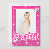 Invitation Jolie rose Étoiles Photo du parti (Dos)