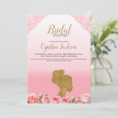 Invitation Jolie rose Fête des mariées de mariée afro-américa (Debout devant)