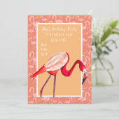 Invitation Jolie rose flamingo art fille (Debout devant)