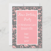 Invitation Jolie rose flamingo art fille (Devant)
