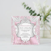 Invitation Jolie rose hauts talons Princesse Quinceanera 15e (Debout devant)