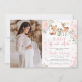 Invitation Jolie rose hiver bébé fille douche photo invitatio (Devant)