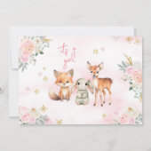 Invitation Jolie rose hiver bébé fille douche photo invitatio (Dos)