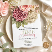 Invitation Jolie Rose Hydrangea 10e Anniversaire 
