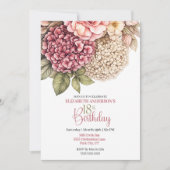 Invitation Jolie Rose Hydrangea 18e Anniversaire (Devant)