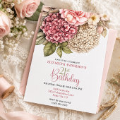Invitation Jolie Rose Hydrangea 21e Anniversaire
