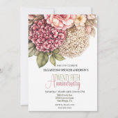 Invitation Jolie Rose Hydrangea 25e Anniversaire (Devant)
