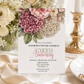 Invitation Jolie Rose Hydrangea 40e Anniversaire