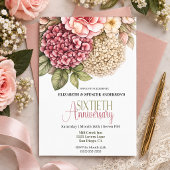Invitation Jolie Rose Hydrangea 60e Anniversaire