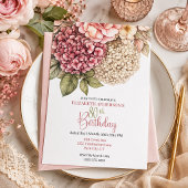 Invitation Jolie Rose Hydrangea 80e Anniversaire