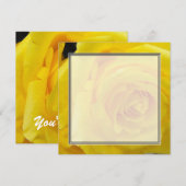 Invitation Jolie rose jaune fleur blanche mariage, fête, (Devant / Derrière)