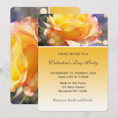 Invitation Jolie rose jaune fleur fête de la Saint-Valentin (Devant / Derrière)