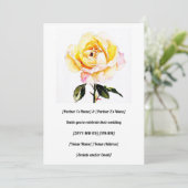 Invitation Jolie Rose Jaune Peinte À L'Eau (Debout devant)