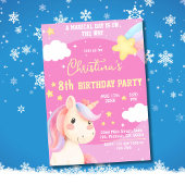 Invitation Jolie rose magique moderne unicorne star 8e annive