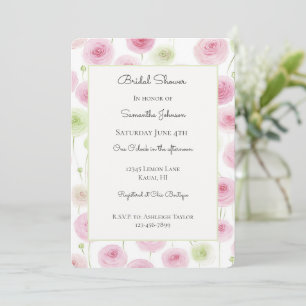 Invitation Jolie rose menthe Ranunculus floral Baby Shower de