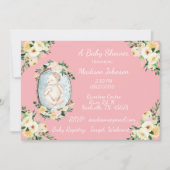 Invitation Jolie rose Nouveau-né bébé fille Douche (Devant)