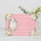 Invitation Jolie rose Nouveau-né bébé fille Douche (Debout devant)