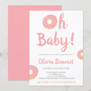 Invitation Jolie rose oh bébé gâteau script shower de bébé