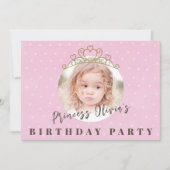 Invitation Jolie Rose Princesse Tiara Anniversaire Whimsical (Devant)