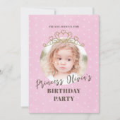 Invitation Jolie Rose Princesse Tiara Anniversaire Whimsical (Devant)