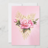 Invitation Jolie Rose Rose Blanc Or Floral Anniversaire (Dos)