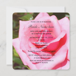 Invitation Jolie rose rose fleur, coeur doux douche nuptiale