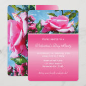 Invitation Jolie rose rose fleur jour de la Saint-Valentin fê (Devant / Derrière)