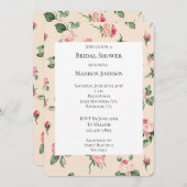 Invitation Jolie Rose rose rose  Fête des mariées crème (Devant / Derrière)