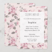 Invitation Jolie rose rose rose Roses Floral & Bows Anniversa (Devant / Derrière)