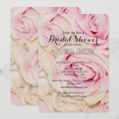 Invitation Jolie rose rose Roses nuptiale douche (Devant / Derrière)