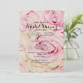 Invitation Jolie rose rose Roses nuptiale douche (Debout devant)