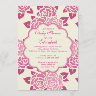 Invitation Jolie rose Roses Baby shower de printemps Invitati