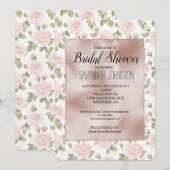 Invitation Jolie rose Roses Bleu Fête des mariées de verre ro (Devant / Derrière)