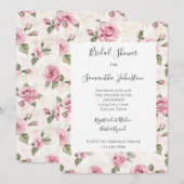 Invitation Jolie rose Roses Fête des mariées florale (Devant / Derrière)